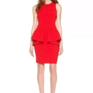 Michael Kors red sleeveless peplum dress Sheath Career Cocktail Party Size- 0
